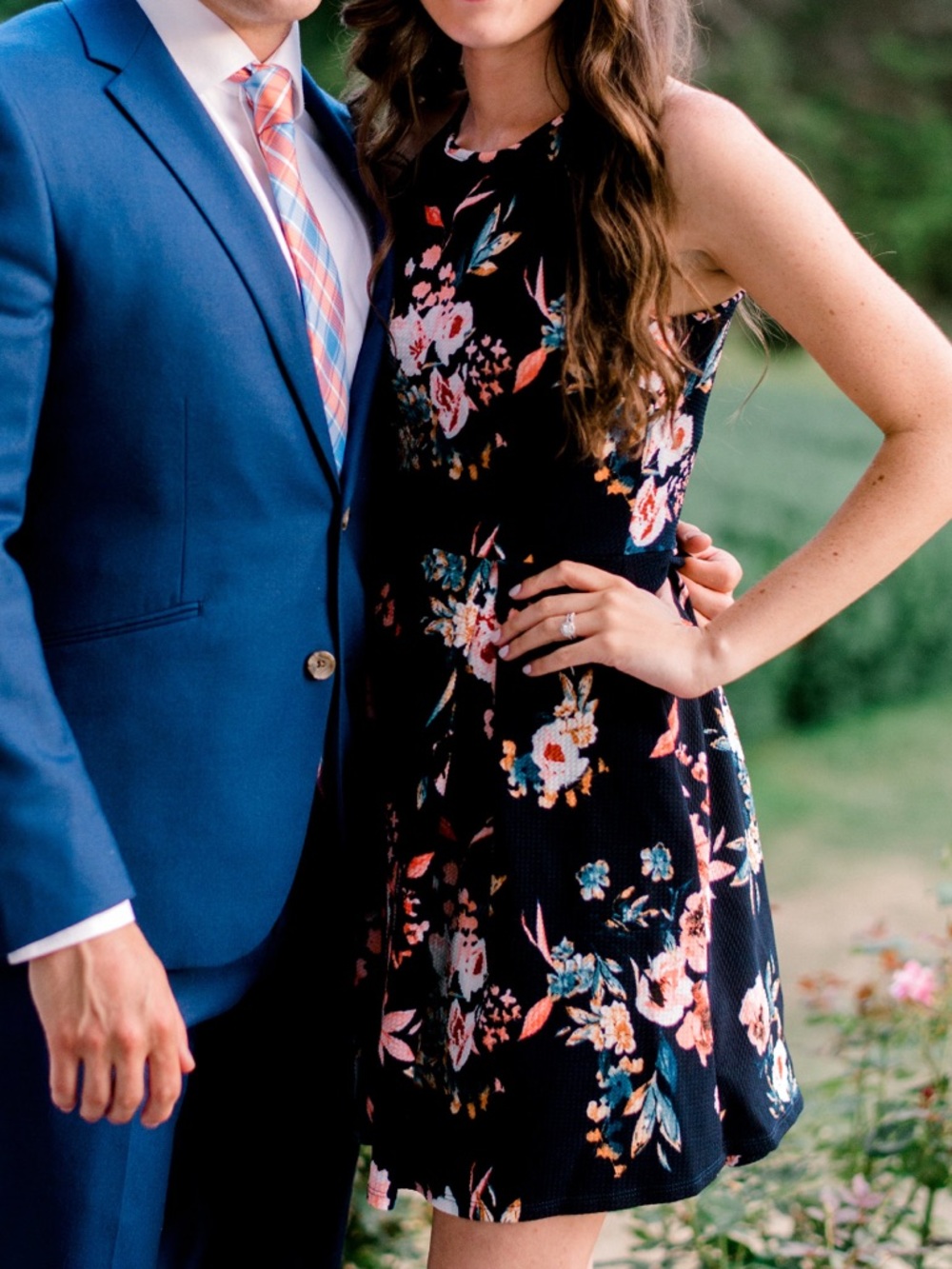 Navy Floral Halter Mini Dress with floral designs